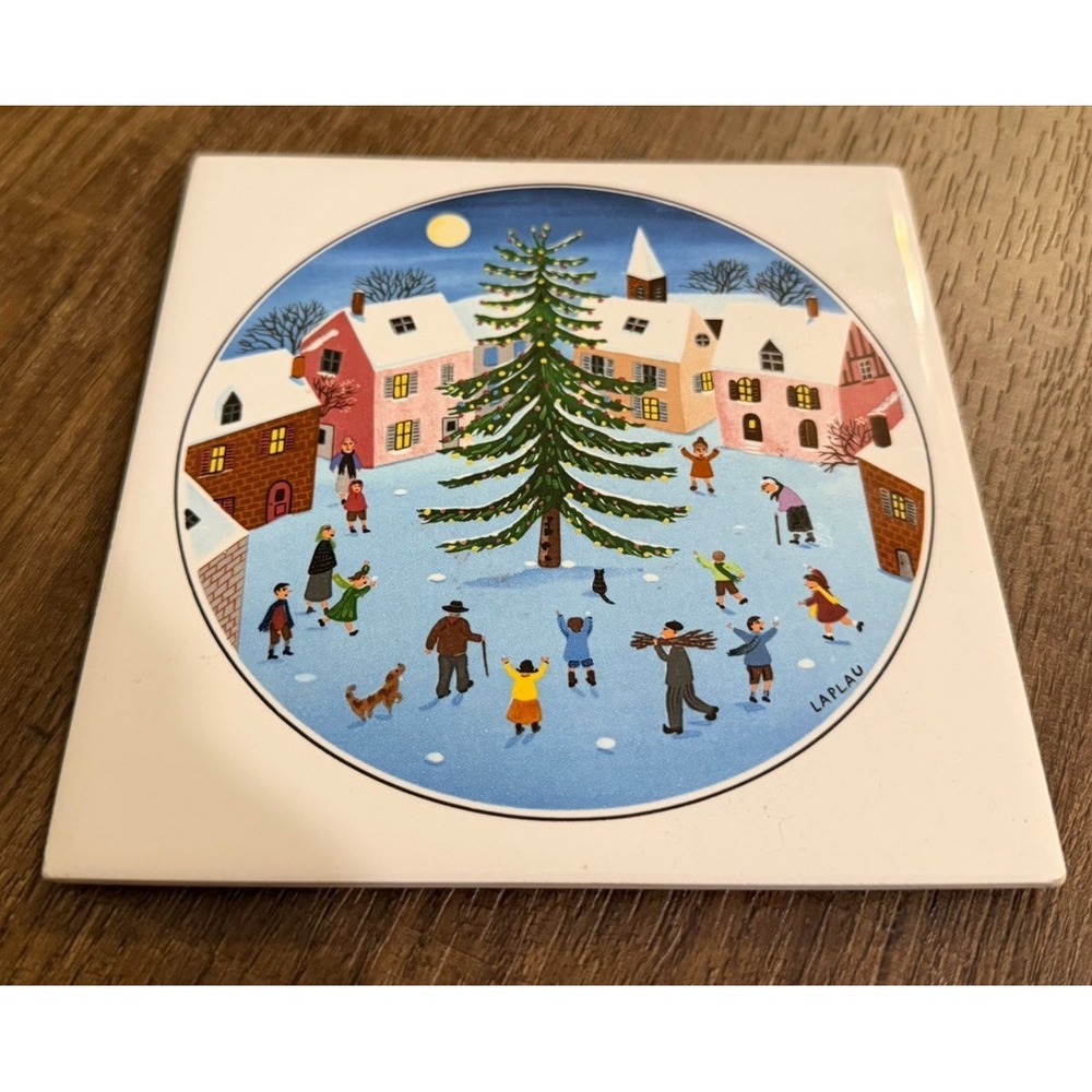Vintage Villeroy & Boch Design Naif Christmas Winter Ceramic Tile Trivet